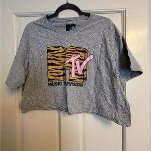 MTV Logo Printed Gray Tee - Black Ink Branding